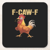 Funny F-Caw-F Chicken Retro Style Vierkante Kartonnen Onderzetter (Voorkant)