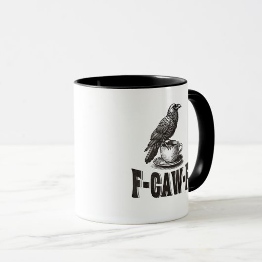 Funny F-Caw-F Crow Coffee Adult Humor Mok (Voorkant rechts)