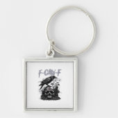 Funny F-Caw-F Crow Funny Halloween Retro Classic Sleutelhanger (Voorkant)