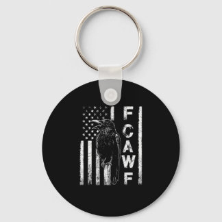 Funny F Caw F Crow With USA Flag Sleutelhanger
