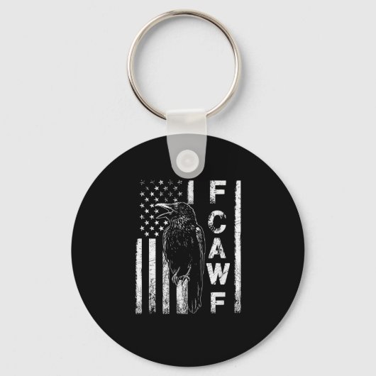 Funny F Caw F Crow With USA Flag Sleutelhanger (Voorkant)