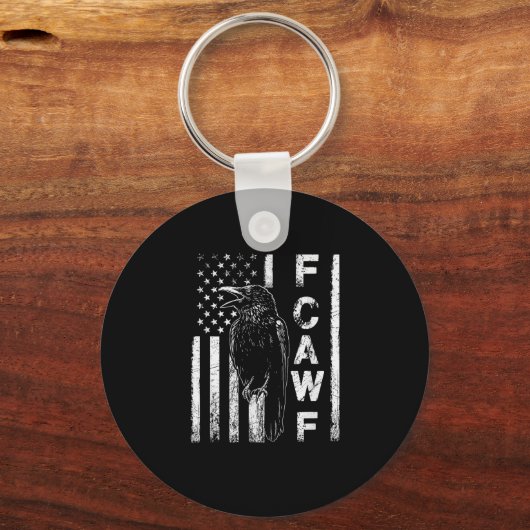 Funny F Caw F Crow With USA Flag Sleutelhanger (Voorkant)