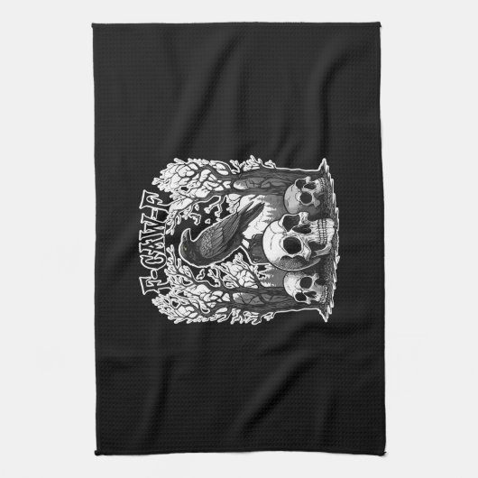 Funny F Caw F Raven Halloween Theedoek (Verticaal)
