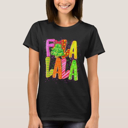 Funny Fa La La Coquette Bow Checkered Christmas Tr T-shirt (Voorkant)