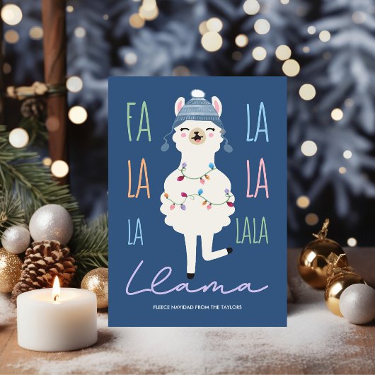 Funny Fa La La Llama Fleece Navidad Kerstmis Feestdagenkaart