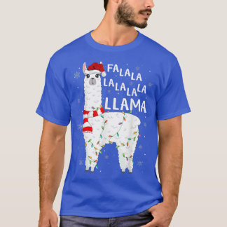 Funny Fa La La Llama Xmas Licht Santa Hat Llama C T-shirt