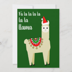 Funny Fa La La Whole Llama Fun Alpaca Santa Hat Feestdagenkaart