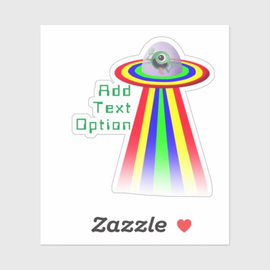 Funny Face Alien Rainbow Spaceship Sticker (Vel)