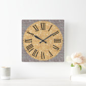 Funny Face / Brick Wall Background Roman Numeral Vierkante Klok (Huis)