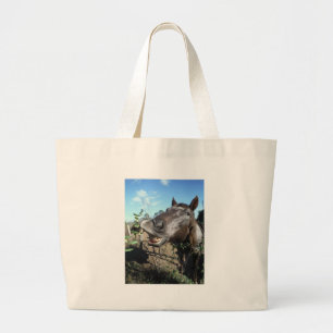 Funny Face brown paard Grote Tote Bag