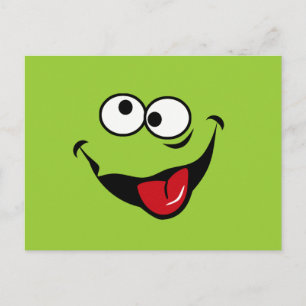 Funny face cartoon blue background briefkaart