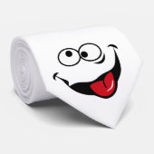 Funny face cartoon white background stropdas (Opgerold)