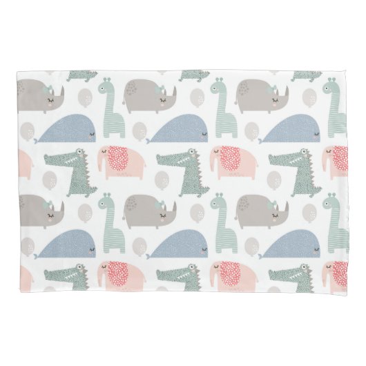 Funny Face Cute Doodle Animal Patroon Kussensloop (Voorkant)