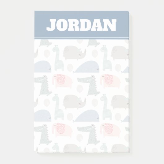 Funny Face Cute Doodle Animal Patroon Post-it® Notes (Voorkant)