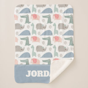 Funny Face Cute Doodle Animal Patroon Sherpa Deken