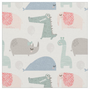 Funny Face Cute Doodle Animal Patroon Stof