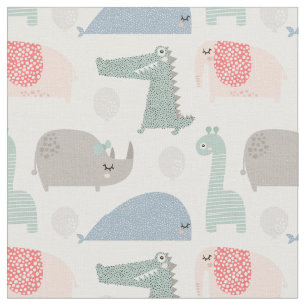Funny Face Cute Doodle Animal Patroon Stof