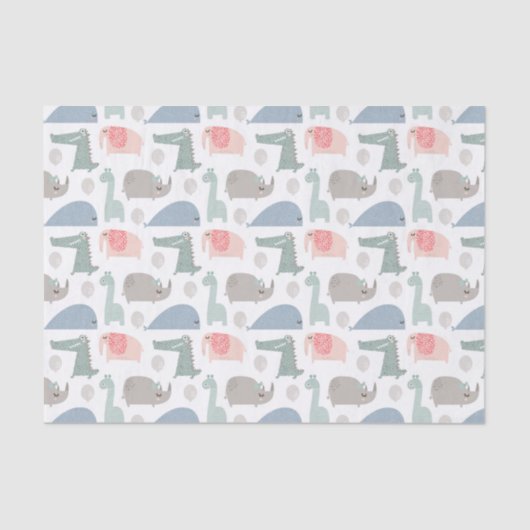 Funny Face Cute Doodle Animal Patroon Tissuepapier (Voorkant)