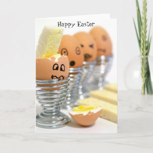 Funny Face Eggs Happy Easter Kaart