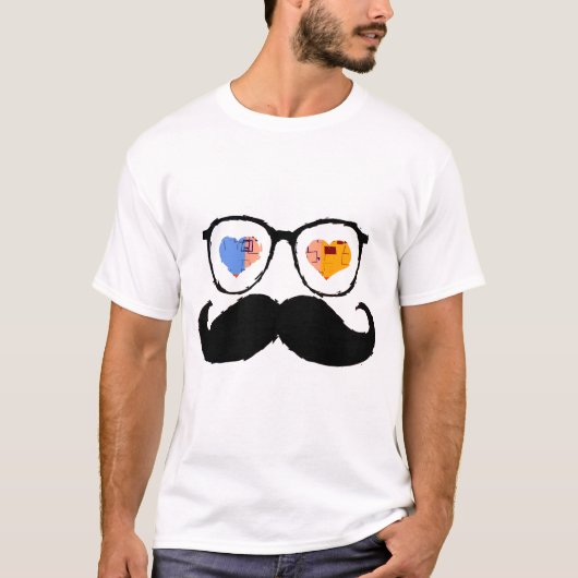 Funny Face met Mustache 3 T-shirt (Voorkant)