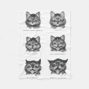 Funny Face of Cat, Louis Wain Fleece Deken