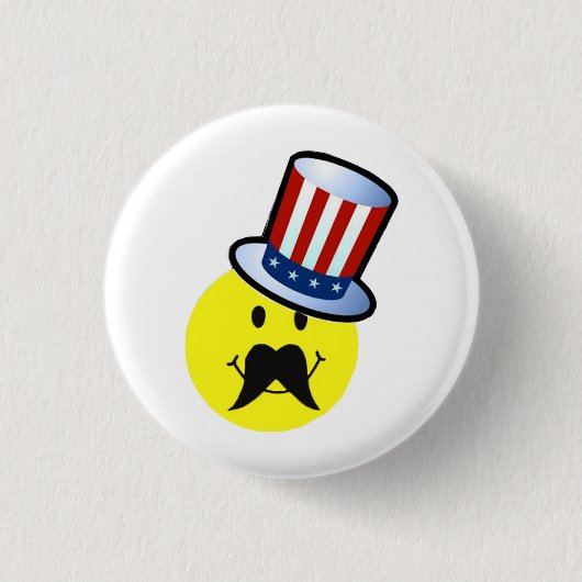 Funny Face Pin/Funny Mustache Pin Ronde Button 3,2 Cm (Voorkant)