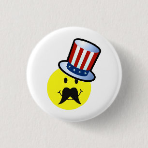 Funny Face Pin/Funny Mustache Pin Ronde Button 3,2 Cm