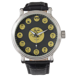 Funny Faces & Expressions in Gold Emoji's Horloge