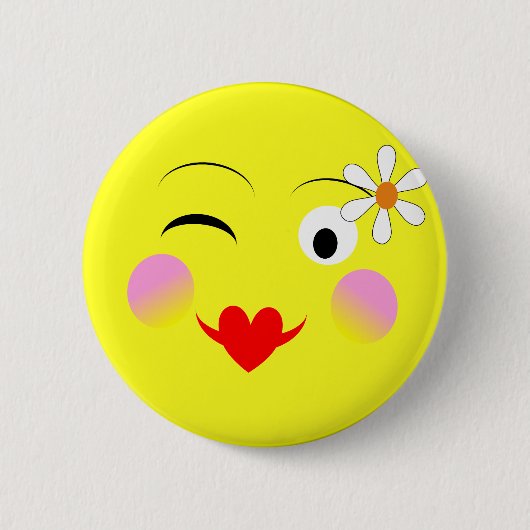 Funny Facing Emotional Cute Ronde Button 5,7 Cm (Voorkant)