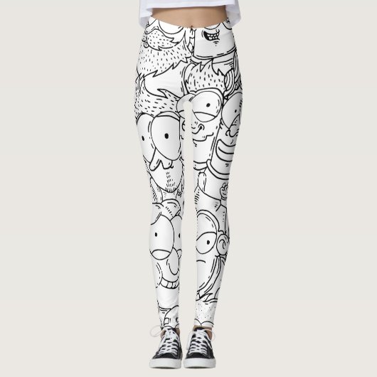 Funny Facs Creative Pattern Design Leggings (Voorkant)
