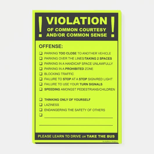 Funny Fake Parking Ticket Driving Citation Post-it® Notes (Voorkant)