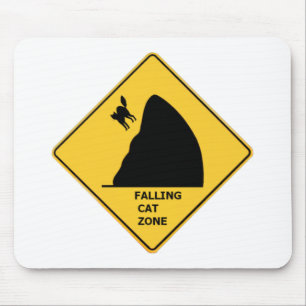 Funny Falling Cat Zone Sign Muismat