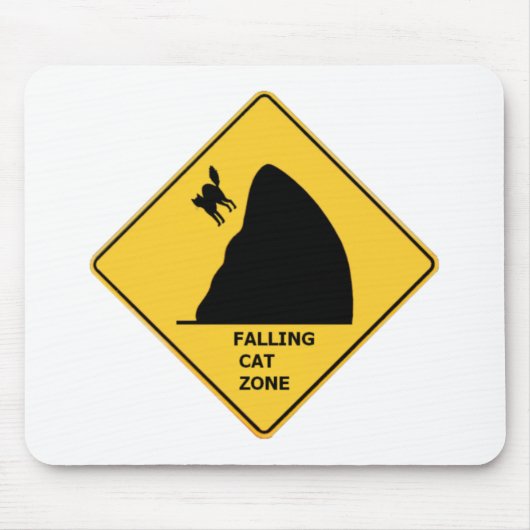 Funny Falling Cat Zone Sign Muismat (Voorkant)