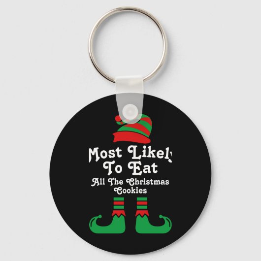 Funny Family Christmas Most Likely To Elf T Shirt  Sleutelhanger (Voorkant)