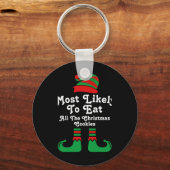 Funny Family Christmas Most Likely To Elf T Shirt  Sleutelhanger (Voorkant)
