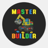 Funny Family Master Builder Building Bricks Blocks Ronde Sticker (Voorkant)