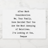 Funny Family Relatives kerstwijn Wine Label Sparkling Wijnetiket (Enkel label)