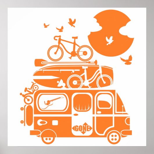 Funny family vakantion campervan poster (Voorkant)