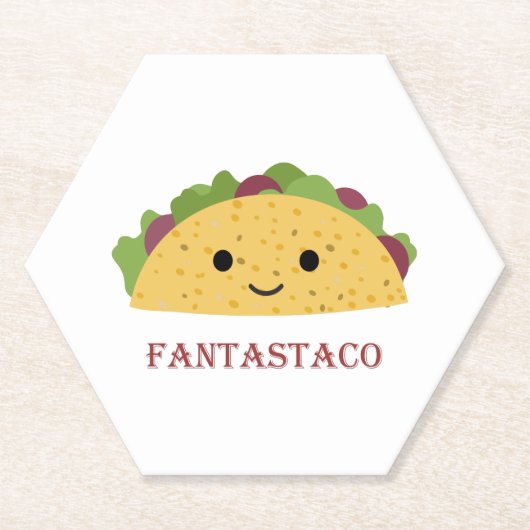 Funny Fantastaco Taco Pun Cute Kawaii Taco Kartonnen Onderzetters (Voorkant)