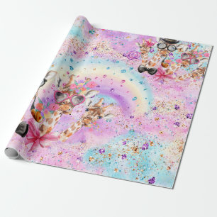 Funny Fantasy-Giraffes in de Snoepjes van Katoen Cadeaupapier