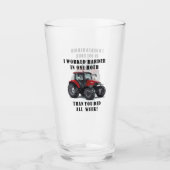 Funny Faring Quote Tractor Hard Work Glas (Voorkant)