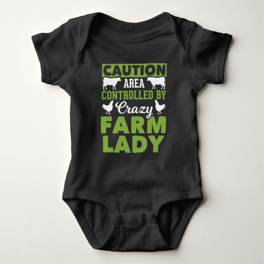 Funny Farming Wife Crazy Boerderij Lady Romper (Voorkant)