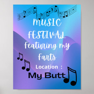 Funny fart humor muziekfestival poster