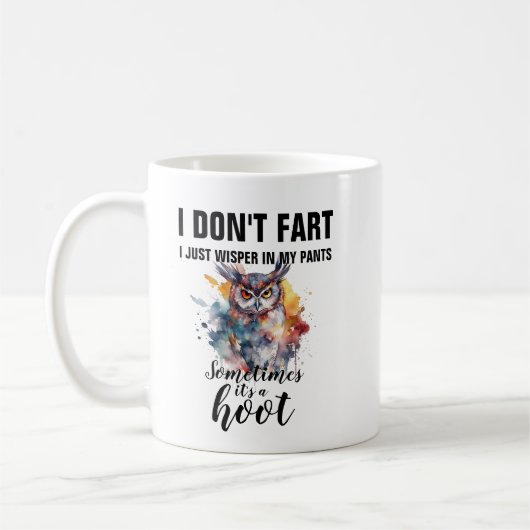 Funny Fart Whisper Owl Mug - Hoot Custom Coffee (Gauche)