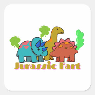 Funny Farting Dinosaurs Vierkante Sticker
