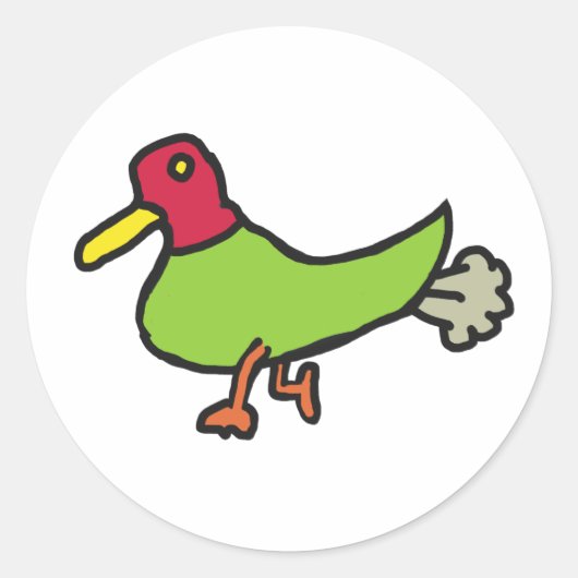 Funny Farting Duck Ronde Sticker (Voorkant)