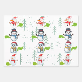 Funny Farting Snowmen Christmas Inpakpapier Vel