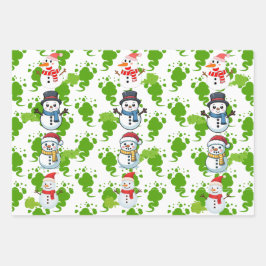 Funny Farting Snowmen Christmas Inpakpapier Vel