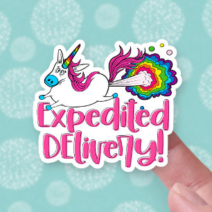 Funny Farting Unicorn - Versnelde levering Sticker