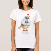 Funny Fashionable Chicken in Winter Cape and boots T-shirt (Voorkant)